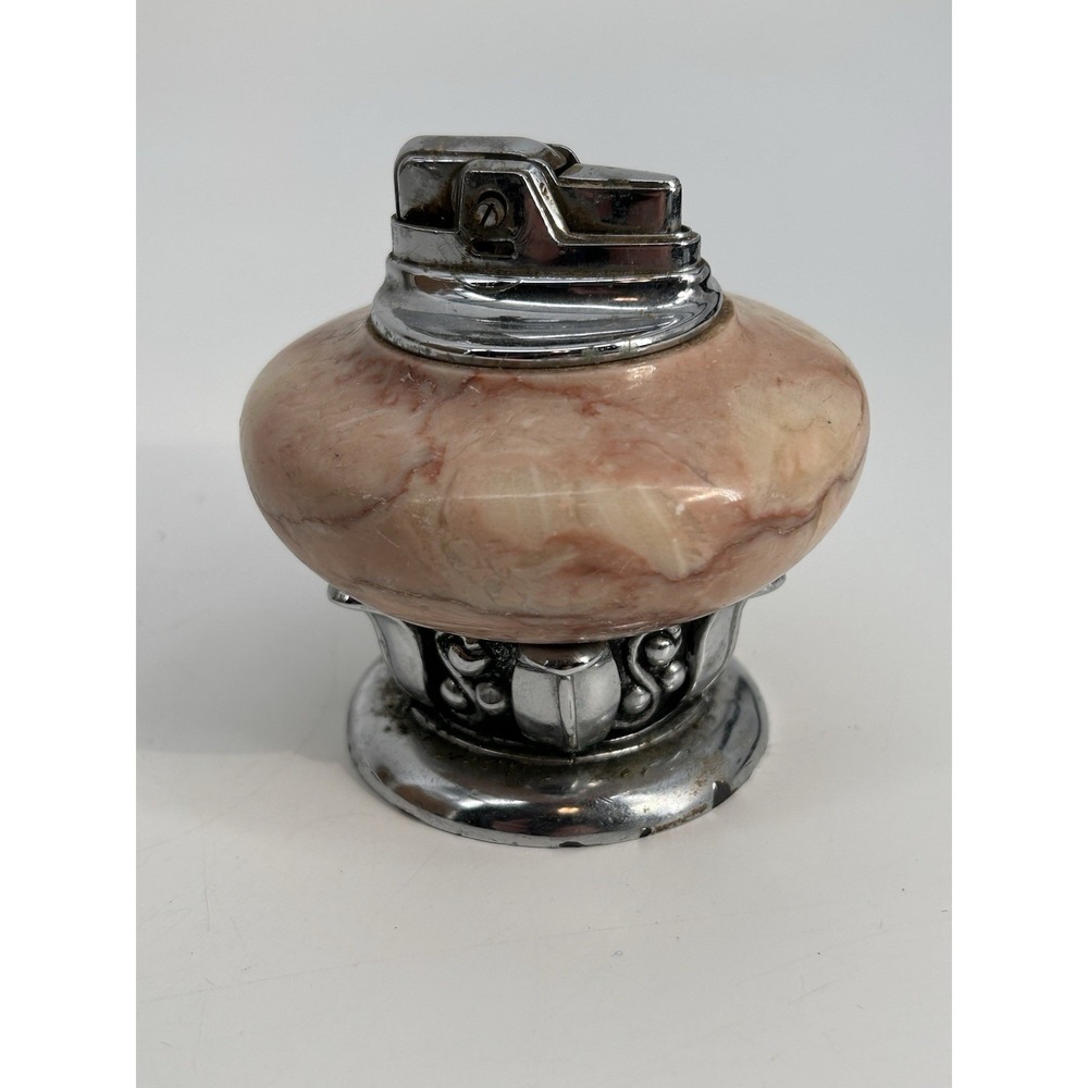 Vintage MCM RONSON Marble & Chrome Table Lighter  "NORDIC"